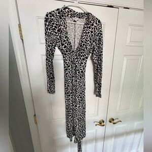 LK Bennett faux wrap dress. Timeless black and white fun print
